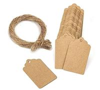 SJBAUTYO 300 Etiquetas de Papel Kraft, Etiquetas Boda Personalizadas, 3 Etiquetas Colgantes de 5 cm con Cordel de Yute Natural de 60 Metros para Regalos, Etiquetas de Boda y día de San Valentín