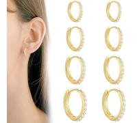 SJBAUTYO 4 Pares Pendientes Aro Plata Mujer - Juego de Pendientes Aro Pequeños, Pendientes Hipoalergénicos Chapados en Oro de 14K, Pendientes Aros Dorados Circonita Cúbica Hombre Niñas 6/7/8/9mm, oro