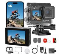 SJCAM 64G Cámara Deportiva 4K 20MP con Zoom 8X, Gran Angular 166° | Estabilización 6 Ejes,30m Impermeable cámara subacuática, Micrófono Externo, WiFi 5G, para Buceo y Vlog