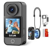 SJCAM Bolsillo C400, con tarjeta de 128 GB, cámara corporal portátil 4K, FOV de 154°, pantalla táctil de 1.3 pulgadas, cámara de acción de bolsillo de estabilización de 6 ejes, resistente al agua