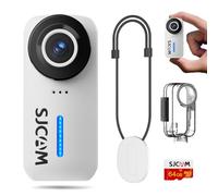 SJCAM C110 Plus Kit Magnétique,4K POV Mini Body CAM,64 Go Camara Deportiva Portative,Estabilización de 6 Ejes,130 Minutos de Autonomía,Impermeable 30 Metros,8X Zoom,para Ciclismo y Vlogging,Blanco