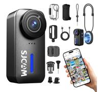 SJCAM C110Plus Cámara Deportiva 4K Mini Camara Visión de 170° | Estabilización de 6 Ejes,Zoom 8X,30M Impermeable,Sin Tarjeta,Cámara Vlog para Moto,Viajes,Exteriores (Apto para móviles 5G)