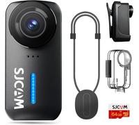 SJCAM C110Plus Magnétique Mini Cámara Deportiva 4K con Campo de Visión de 170°,Grabación de Audio y Vídeo,Estabilización de 6 Ejes,Zoom 8X,Impermeable,Camara Vlog POV para Deportes Actividades,Negro