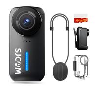 SJCAM C110Plus - Mini cámara corporal con tarjeta de 64 GB, cámara magnética POV 4K, video FOV de 170°, tiempo de grabación de 2 horas, estabilización de 6 ejes, resistente al agua hasta 30 m, cámara