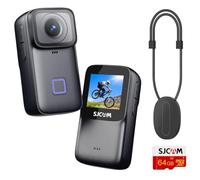 SJCAM C200 Pro Cámara Deportiva 4K Action Camera con Estabilización Giroscópica 6 Ejes, Impermeable 40m, Pantalla Táctil 1.3", Gran Angular 135°, WiFi, Kit con Tarjeta 64GB - Negro