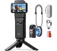 SJCAM C400 4K - Cámara de bolsillo con pantalla táctil dual de 2.3 pulgadas + 1.3 pulgadas con batería de 7 horas, cámara corporal FOV de 170°, cámara de acción impermeable de 30 m, estabilizador de 6