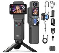 SJCAM C400 Vlogging Creators Combo, cámara de acción de mano de bolsillo 4K, potencia 7H, estabilización de 6 ejes, impermeable, cámara de video de viaje con pantalla táctil de 2.29 pulgadas para