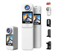 SJCAM Cámara de Acción C300 4K 30fps, 1,33'' Doble Pantalla táctil, Cámara Subacuática Deportiva, 2.4G/5G WiFi para Casco, 6 Axis EIS 98ft/30m Resistente al Agua con Batería Dual