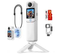 SJCAM Cámara de acción de bolsillo C300 4K, color blanco | 128 GB, potencia 7H, cámara de mano de 170°FOV, cámara POV de estabilización de 6 ejes, cámara corporal portátil, cámara de vlogging de 3800