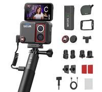 SJCAM SJ30 8K/20FPS,4K/60FPS Camara Vlog con Visión Nocturna Doble Lente,Micrófono Inalámbrico,Autonomía 7H,Estabilización SteadyMotion 2.0,Pantalla Táctil Flip 2,51" para Deportiva,Moto,Vlog,MTB