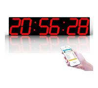 sjdoPulse Reloj De Pared Led Digital 3D, Pantalla Grande De Fácil Lectura Reloj Despertador De 6 Dígitos, Control Inalámbrico Remoto Móvil Sincronización Global, Grandes Salas De Conferencias,Blanco