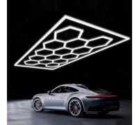 SJDUYD Luces LED hexagonales de panal, blancas, 120 lúmenes, 6500 K, IP54, resistentes al agua, para garaje, barbería, lavado de autos, gimnasio. 14 HEX