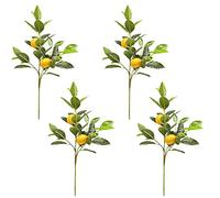 SJDWDX 4 PCS Artificial Lemon Branches for Kitchen, 19.7 inch Lifelike Fake Lemon Stem Decor, Spring Summer Faux Lemon Tree Branches for Home Party Table Centerpiece Decoration