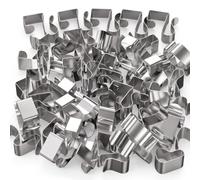 Sjfbebsy 50 clips para canalones para colgar luces de exterior, clips de luces navideñas resistentes a la intemperie, plateados, grandes, canalones