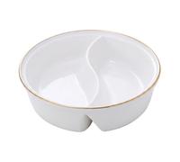 Sjfbebsy Cuenco de cerámica para sopa y sándwich, cuenco de cerámica dividido de 7 pulgadas con sección para de patatas fritas y soporte para pan para cocina dorado