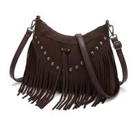 Sjfbebsy Monederos con flecos para mujer, bolso cruzado estilo bohemio occidental con borlas y remaches, S