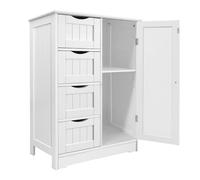 SJFJJKD Armario gabinete de baño sin pie con 4 cajones gabinete de Almacenamiento con Puerta y Estante gabinete de Madera multipropósito 56x30x82cm Blanco Friendship Years