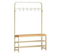 SJFJJKD Banco de Almacenamiento para árbol de Pasillo con Perchero, Almacenamiento de Zapatos, Asiento de Cuero, Ganchos con Marco de Metal, Organizador de Entrada 3 en 1 Friendship Years
