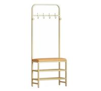 SJFJJKD Banco de árbol de Entrada 3 en 1 con Perchero para Almacenamiento de Zapatos y Asiento tapizado, Ganchos de Marco de Metal estables, Cuero PU Friendship Years