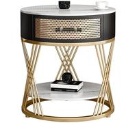 SJFJJKD Conjunto Estrecho Moderno de 2 con cajón Marco de Metal Negro y casillero de Mesa Superior de Piedra para una Vida cálida Friendship Years