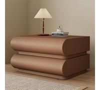 SJFJJKD Madera de Madera sólida mesita de Noche Minimalista con 2 cajones y Mesa Lateral Curvada de PU No se Requiere un Montaje Ideal para Dormitorio o Sala de Estar marrón 50 cm Friendship Years