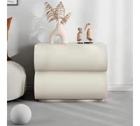 SJFJJKD Madera de Madera sólida Stand de Noche Minimalista con 2 cajones Mesa Auxiliar Curva PU para Dormitorio o Sala de Estar en Blanco 40 cm Friendship Years