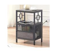 SJFJJKD Mesa Auxiliar de Stand de Noche de Dormitorio con Puertos y Puntos de Venta USB, s con Puerta, mesas de Noche estrechas de 3 Niveles Friendship Years