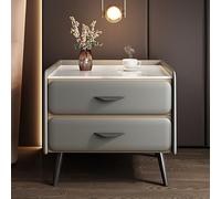 SJFJJKD Mesa de Noche de Lujo Moderna con Acabado de Cuero PU Gris Faux Marble Top y 2 gabinete de Almacenamiento de cajones de 2 cajones. Friendship Years