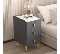 SJFJJKD Mesa de Noche Estrecha Minimalista con la losa de Roca de Cuero Falso en la Parte Superior de Gris Oscuro 35x40x60cm Friendship Years