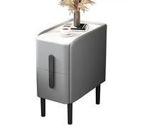 SJFJJKD Mesa Lateral Estrecha Moderna de Mediados de Siglo con 2 cajones para Espacios pequeños Mesa de Fin de Cama Gris Claro para el sofá Elegante mesita de Noche 15.7x15.7x18.8in Friendship Years