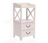 SJFJJKD Mesita de Noche con 2 cajones y 2 encimeras de Madera s práctico Mango de Metal Muebles de Estilo Moderno para Dormitorio 28 "H Mesa Auxiliar de la mesita de Noche (Color: Blanco) Friendship