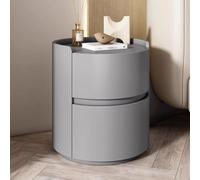 SJFJJKD Mesita de Noche mesita de Noche con cajón y Estante para Dormitorio y Sala de Estar Gris Madre de Madera Redonda Mesa al Final 40x40x50cm Friendship Years