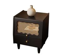 SJFJJKD Moda de Noche de Madera Negra Moderna con 2 cajones ratten y Puertas de Vidrio Ideales para el Almacenamiento de Dormitorio Friendship Years