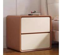 SJFJJKD Moderno Cuero Acabado Nocturno con 2 espaciosos cajones mesas de Noche de Madera Elegante para el Dormitorio No se Requiere ensamblaje requerido 45cmx40x47cm marrón y Blanco Friendship Years