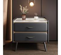 SJFJJKD Moderra de Noche de Lujo Moderno con gabinete de Almacenamiento de 2 cajones de mármol sintético y Acabado de Cuero PU Ideal para Dormitorio o decoración de la Sala de Estar (Gris 40x40x52cm)