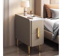 SJFJJKD Moderra de Noche Moderna con Acabado de Cuero y Patas de Metal para Espacios pequeños Gabinete de Almacenamiento de cajones Dobles para Dormitorio y Sala de Estar Friendship Years