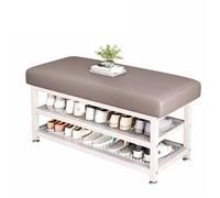 SJFJJKD Zapatero Moderno con Asiento Acolchado y Estructura de Metal, Organizador Gris con Patas Blancas, Banco de Almacenamiento para Zapatos de Entrada (100 cm) Friendship Years