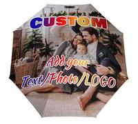 SJHAZSL Paraguas Personalizado con Foto, con botón de Apertura automática, Paraguas automático Plegable portátil, para Hombres, Mujeres y Familia Personalizado Lluvia Sol