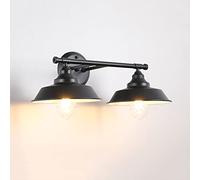 SJHDHDA Aplique de Pared de tocador Industrial Retro con Espejo de Granja, lámpara de Espejo de baño de 2 Luces, Luces de Espejo de tocador Negras Vintage para tocador, gabinetes con Espejo Learned