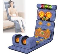 SJHDHDA Esterilla de masaje de cuerpo entero, 20 cabezas de masaje Shiatsu para el cuello, bolsa de calefacción, tracción eléctrica, 9 modos de masaje y vibración, esterilla de masaje, relajación