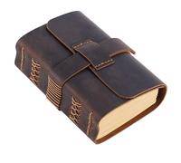 SJHDUNBW EUR Bloc de notas Retro piel vaca, cuaderno cuero genuino hecho a mano, papel Kraft 120g, libro escritura oficina, diario viajero(Caf)