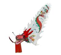 SJHDUNBW EUR Cinta de Danza del dragón Chino con diseño POI 3D for Salidas Primavera al Aire Libre, palitos Fibra Vidrio y Bolsa Viaje(Weiß,10m/33ft)