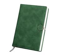 SJHDUNBW EUR Cuaderno de oficina negocios A5, cubierta cuero PU con botones redondos, 260 páginas, espaciado entre líneas 8mm, marcapáginas satinado for reuniones(Groen)