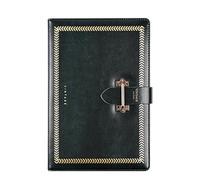 SJHDUNBW EUR Juego de cuaderno retro con hebilla A5, cubierta piel sintética que cambia color patrón trigo, diario oficina negocios 224 páginas(Dark Green)