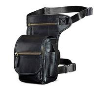 SJHFKDK Bolsa Pierna Moto,Riñonera Pierna Bolso Tipo Bandolera de Piel auténtica for Hombre, Bandolera Informal con cinturón Multifuncional a la Moda(Black)