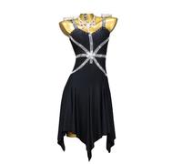 SJHKXAHY Vestidos De Baile Latino con Tirantes para Mujer Ropa De Baile Cha Cha Tango con Cuello En V con Pedrería Disfraz De Entrenamiento De Salón De Salsa Sin Espalda,A,M