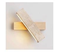 SJHPZG Aplique de Pared LED Cuadrado de travertino con rotación de 180°, de Piedra Natural, para Interiores, luz cálida de 3000 K, Moderno Aplique de Madera para baño Dormitorio y Sala