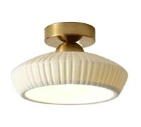 SJHPZG Lámpara de techo de cerámica semi empotrada, acabado blanco, lámpara clásica plisada cerca del techo, iluminación interior for sala de estar, pasillo, vestíbulo de entrada
