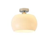 SJHPZG Lámpara de techo semiempotrada de estilo moderno de mediados de siglo, pequeña lámpara de techo cercana al techo, pantalla de vidrio lechoso, acabado cromado for pasillo, entrada y dormitorio.