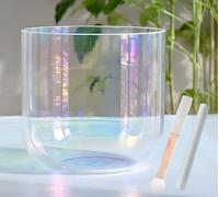 SJHYLL Cuenco de Sonido de Cristal de Cuarzo Transparente de alquimia, Cuenco de alquimia de luz cósmica Natural for curación con Sonido y meditación, oración, reducción del estrés,(F Note,6" 432hz)